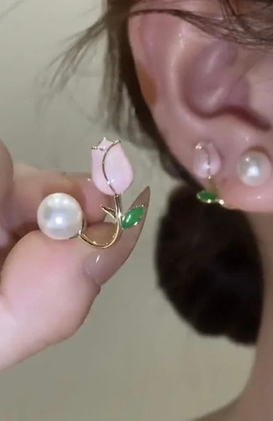 Elegant Rose Pearl Earrings